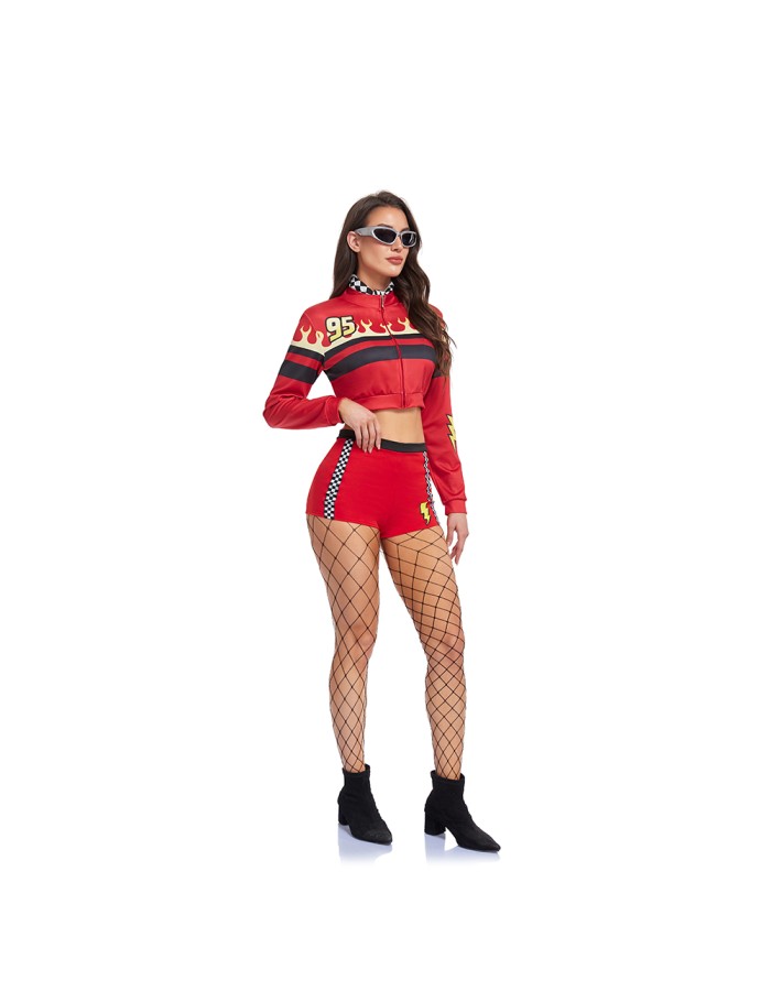 Sexy Ladies Racing Role-playing Racing Jacket Adult Racing Cheerleader Costume Carnival Party Performance Shorts Uniform Set DL2084
