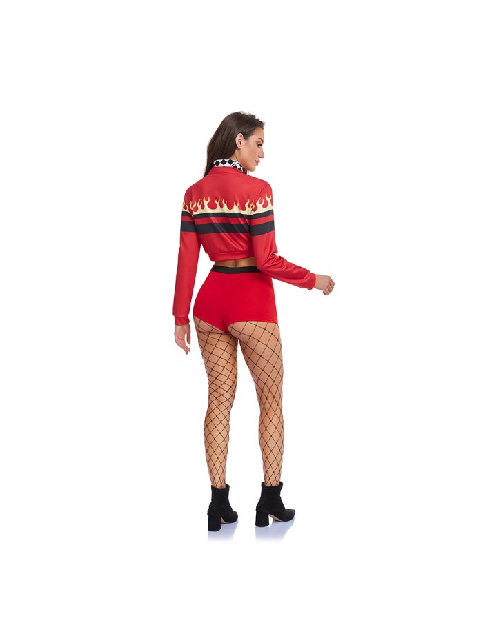 Sexy Ladies Racing Role-playing Racing Jacket Adult Racing Cheerleader Costume Carnival Party Performance Shorts Uniform Set DL2084