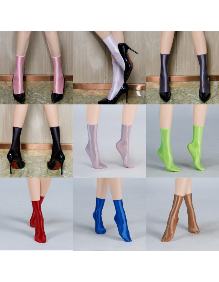 Satin Shiny Oil Glossy Short Socks Sexy High Elastic Adult Mini Socks Cute Clothing Outfits Many Colors XX9116