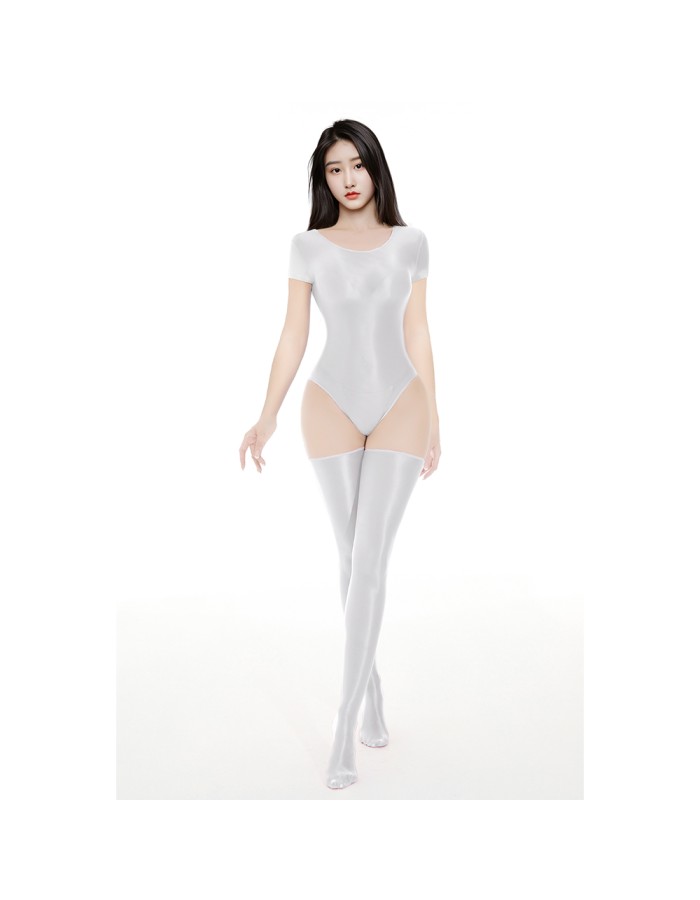 Sexy Stain Smooth High Cut Bodysuit Oil Glossy Shiny Elastic Dance Maid Tights Yoga Shapping Leotard One Pieces T-shirt XX70062