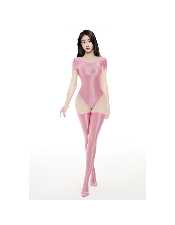 Sexy Stain Smooth High Cut Bodysuit Oil Glossy Shiny Elastic Dance Maid Tights Yoga Shapping Leotard One Pieces T-shirt XX70062