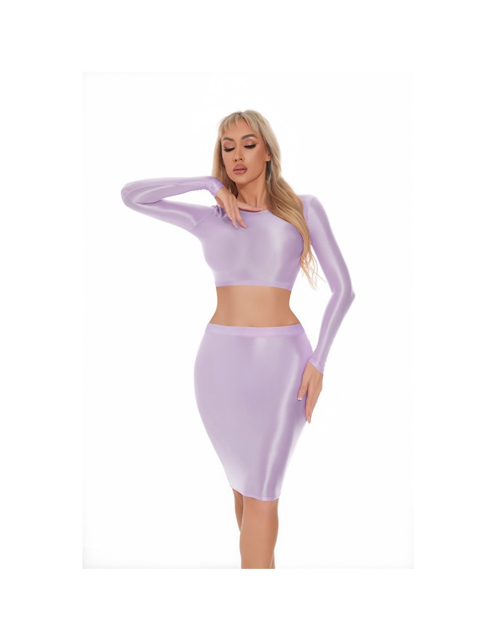 Smooth Shiny Skirt Oil Glossy Tube Micro Mini Skirt Elastic Bandage Tights Package Hip Dress With Top XX70095