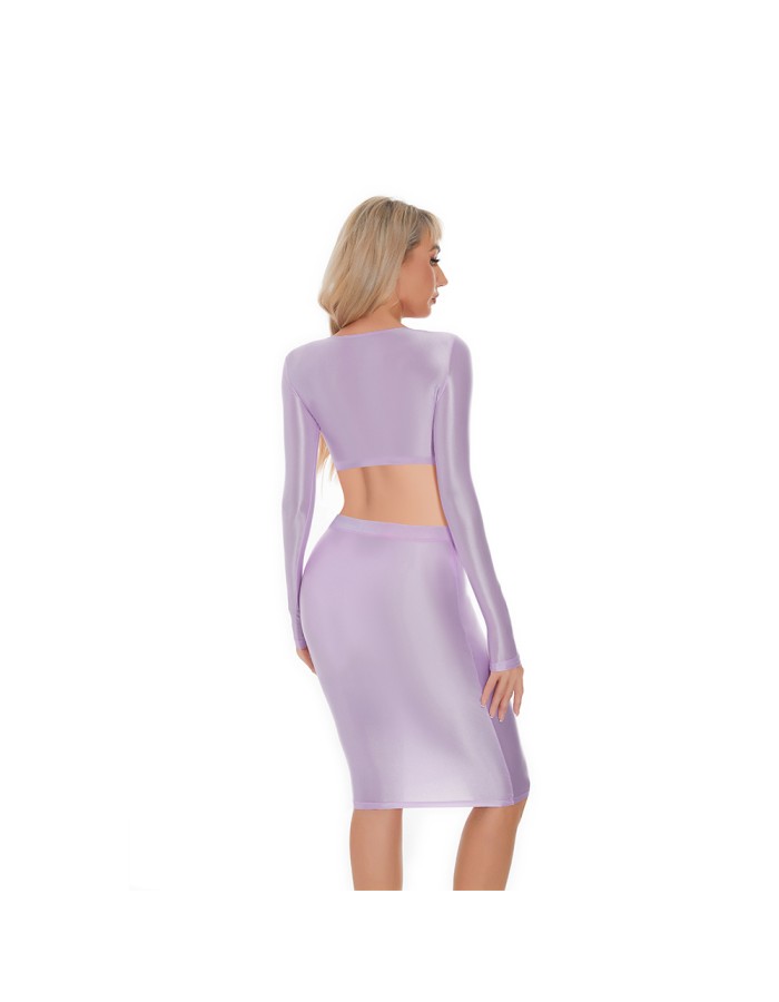 Smooth Shiny Skirt Oil Glossy Tube Micro Mini Skirt Elastic Bandage Tights Package Hip Dress With Top XX70095