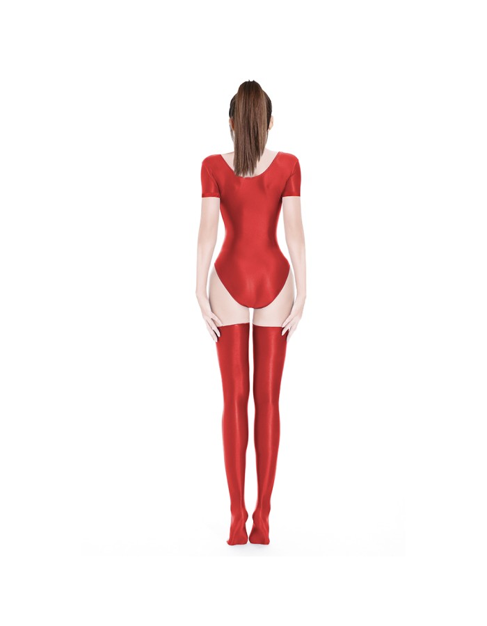 Sexy Stain Smooth High Cut Bodysuit Oil Glossy Shiny Elastic Dance Maid Tights Yoga Shapping Leotard One Pieces T-shirt XX70062