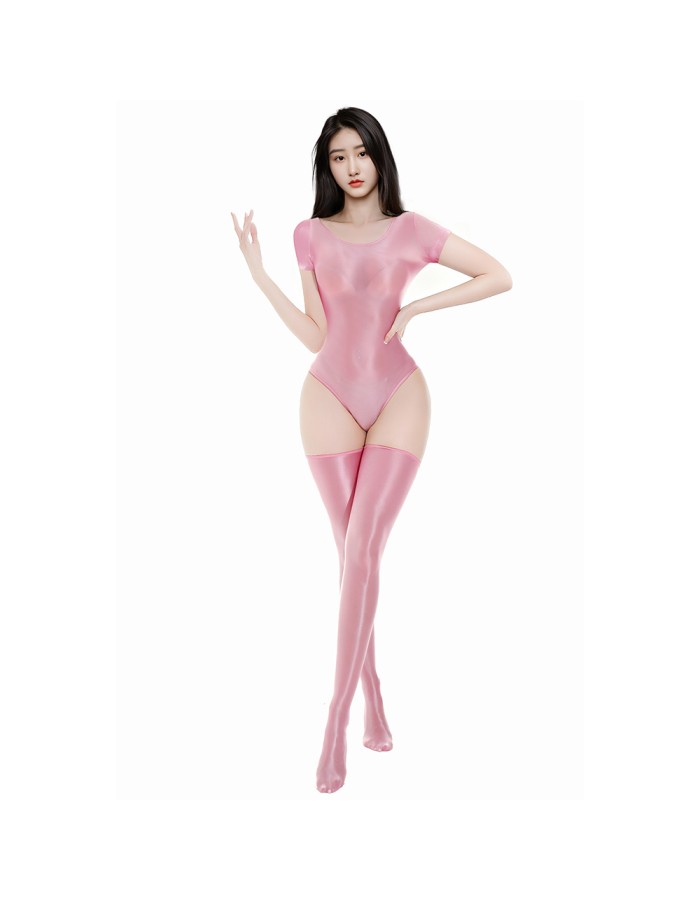 Sexy Stain Smooth High Cut Bodysuit Oil Glossy Shiny Elastic Dance Maid Tights Yoga Shapping Leotard One Pieces T-shirt XX70062