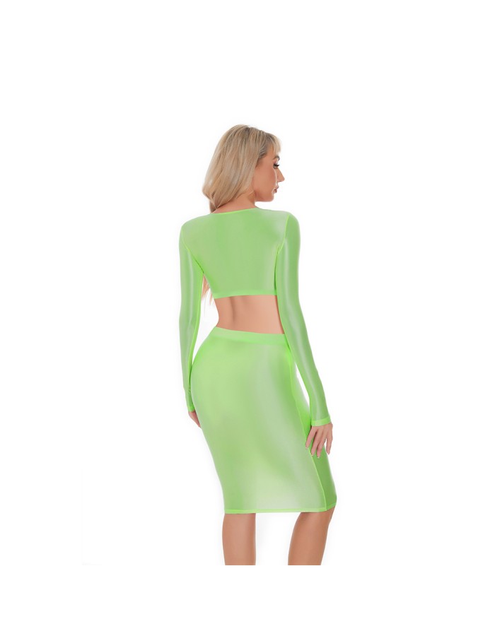 Smooth Shiny Skirt Oil Glossy Tube Micro Mini Skirt Elastic Bandage Tights Package Hip Dress With Top XX70095