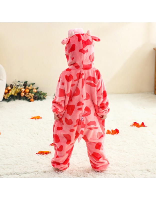 Kids Jumpsuit Cute Cartoon Animal Shaped Outfits Children Winter Thicked Outfits Warm Flannel One-piece Pajamas XB12