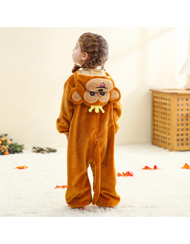 Kids Jumpsuit Cute Cartoon Animal Shaped Outfits Children Winter Thicked Outfits Warm Flannel One-piece Pajamas XB12