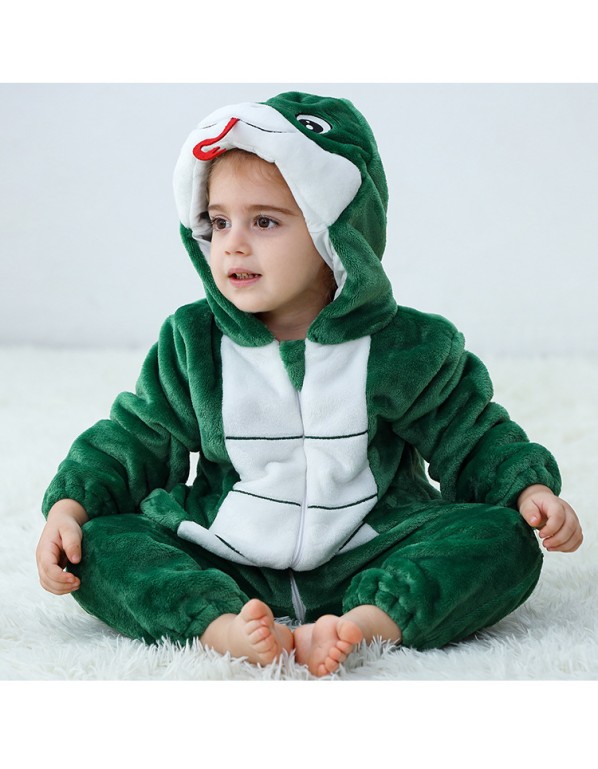 Kids Jumpsuit Cute Cartoon Animal Shaped Outfits Children Winter Thicked Outfits Warm Flannel One-piece Pajamas XB12