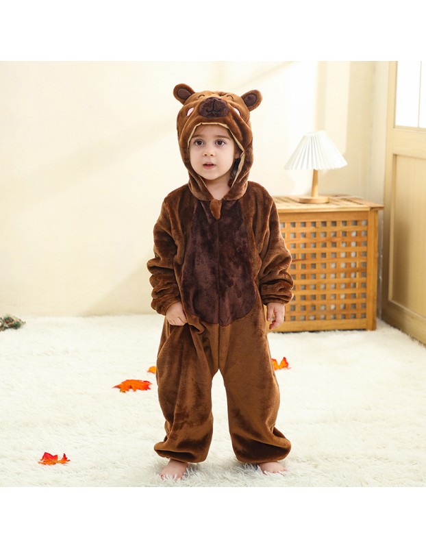 Kids Jumpsuit Cute Cartoon Animal Shaped Outfits Children Winter Thicked Outfits Warm Flannel One-piece Pajamas XB12