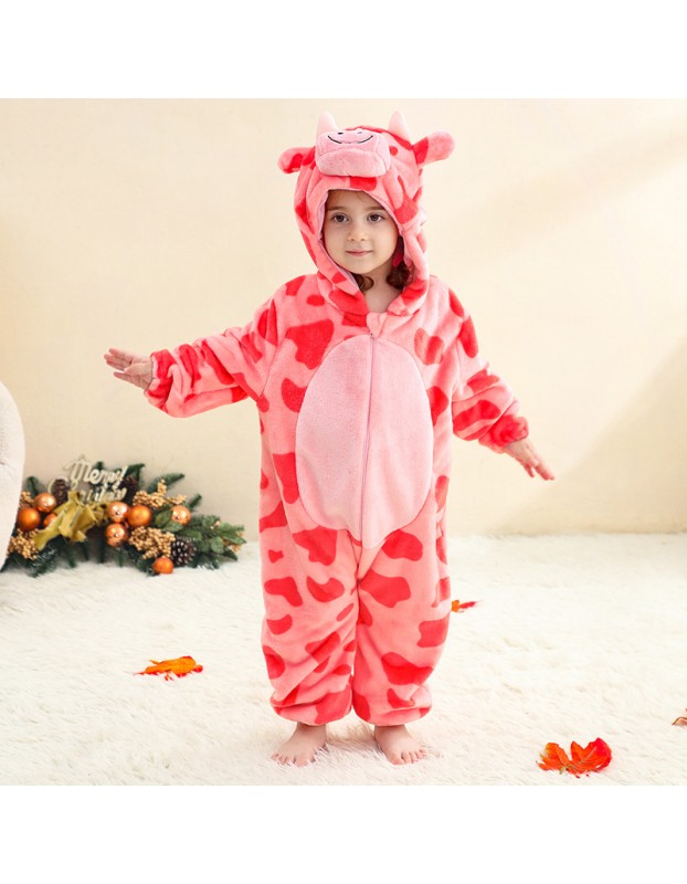 Kids Jumpsuit Cute Cartoon Animal Shaped Outfits Children Winter Thicked Outfits Warm Flannel One-piece Pajamas XB12