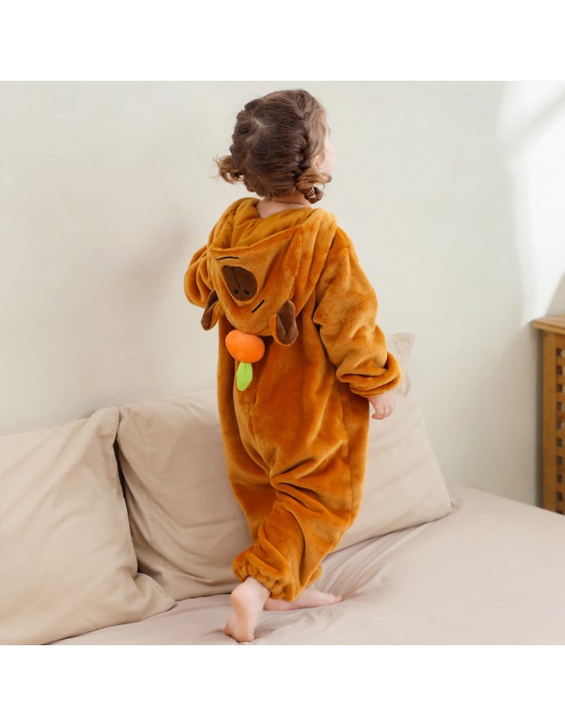 Kids Jumpsuit Cute Cartoon Animal Shaped Outfits Children Winter Thicked Outfits Warm Flannel One-piece Pajamas XB12