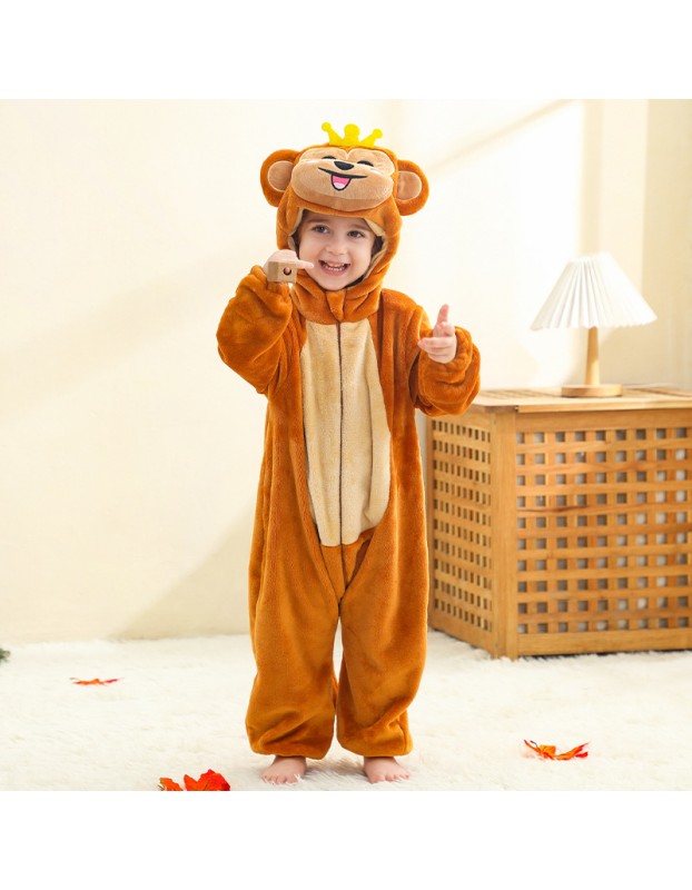 Kids Jumpsuit Cute Cartoon Animal Shaped Outfits Children Winter Thicked Outfits Warm Flannel One-piece Pajamas XB12
