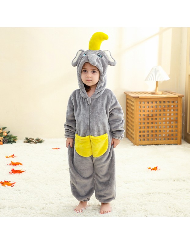 Kids Jumpsuit Cute Cartoon Animal Shaped Outfits Children Winter Thicked Outfits Warm Flannel One-piece Pajamas XB12