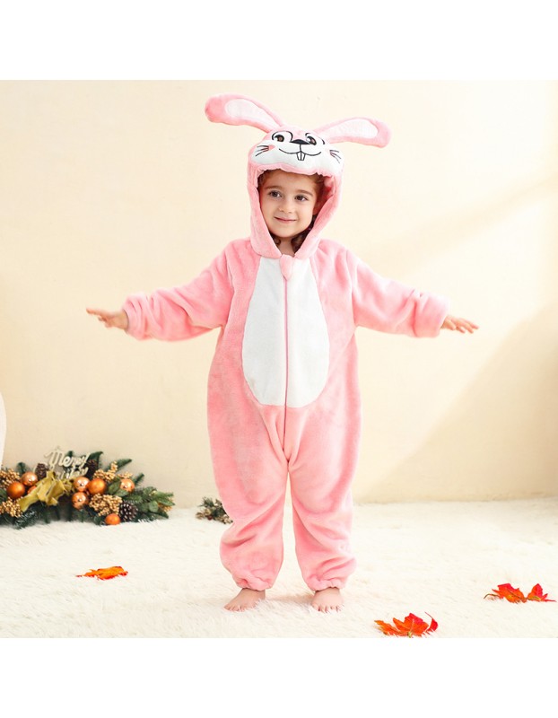 Kids Jumpsuit Cute Cartoon Animal Shaped Outfits Children Winter Thicked Outfits Warm Flannel One-piece Pajamas XB12