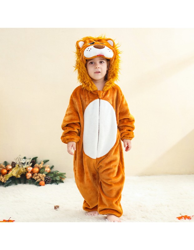 Kids Jumpsuit Cute Cartoon Animal Shaped Outfits Children Winter Thicked Outfits Warm Flannel One-piece Pajamas XB12