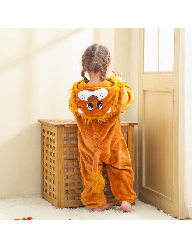 Kids Jumpsuit Cute Cartoon Animal Shaped Outfits Children Winter Thicked Outfits Warm Flannel One-piece Pajamas XB12