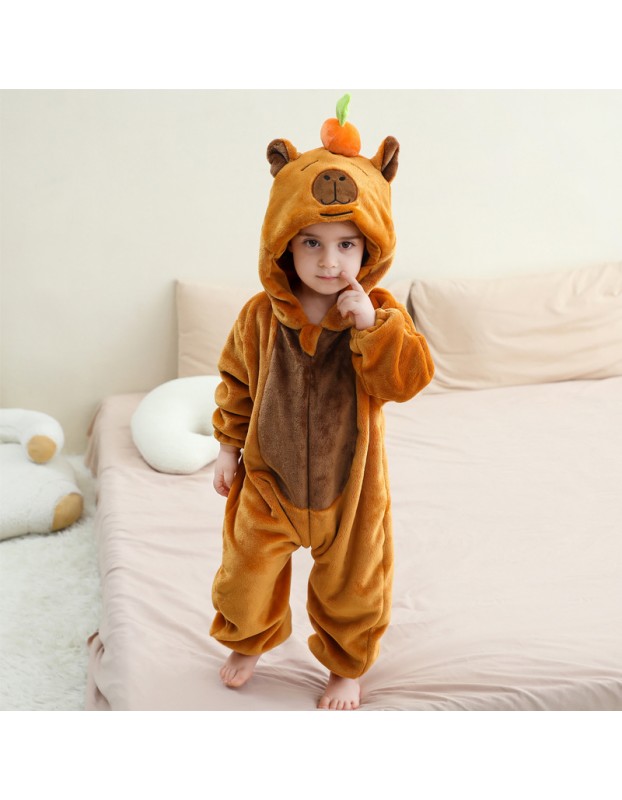 Kids Jumpsuit Cute Cartoon Animal Shaped Outfits Children Winter Thicked Outfits Warm Flannel One-piece Pajamas XB12