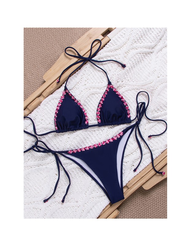 Bikini Set Adjustable Triangle Top & Side Tie Minimalist Swimsuit Women with Layered Pendant Beach FF1293-NA