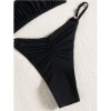 Black Halter Backless Bathing Suit Two-piece Simple Sexy Thongs Summer Holiday Bikini Set CC611BK