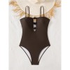 Triangle Bikini Womens' Push Up Bathing Suit Sexy Bodysuit One-Piece Swimwear Suspender Competition Swimwear Onesie Beachwear FF1277BR