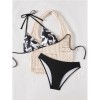 Sexy Black Portrait Print Swimwear String Halter Triangle Bikini Set Swimsuit Bathing Suit Bikinis CC602BK