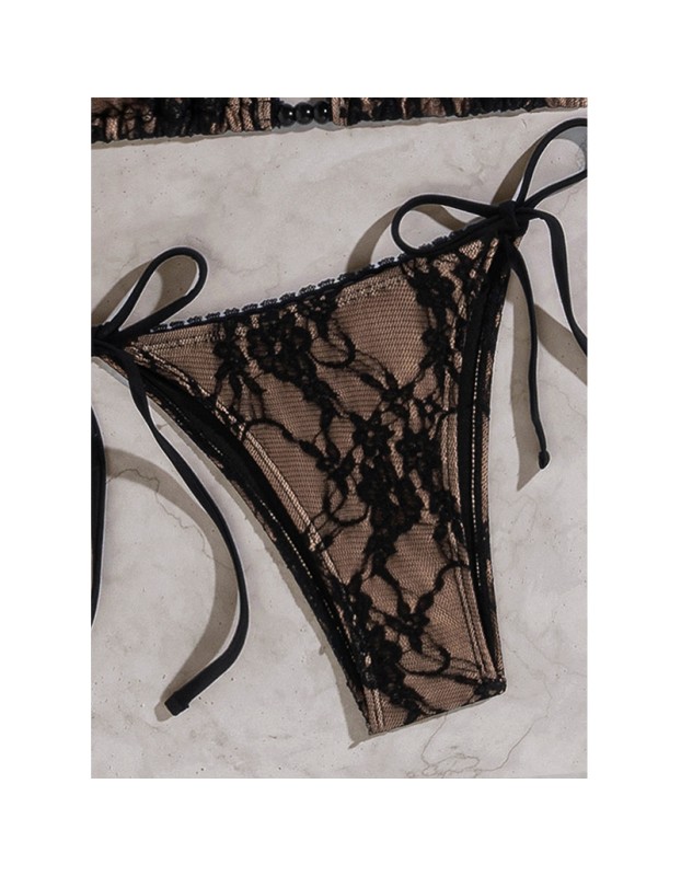 2026 New bikini Lace fabric beaded tie backless sexy two-piece bikini swimsuit FF1270BK