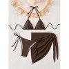 Women's Bikinis And Tankinis New Solid Color Three Two Piece Outfits Sexy Bikini Swimsuit Set Neck Halter Leace-up Beachwear FF1279BR