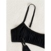 Black Halter Backless Bathing Suit Two-piece Simple Sexy Thongs Summer Holiday Bikini Set CC611BK