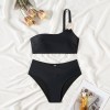 Sexy Metal Buckle One Shoulder Bikini Set Push up Cross High Waist Swimsuit Summer Bathing Suit Two Piece Swimwear CC600BK