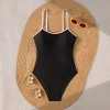 Vintage Black White Contrast One Piece Swimsuit Hollow Out Backless Cross Beach Bathing Suit Holiday Swimwear CC608BK