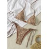Brown Leaf Mesh Halter String Micro Bikini Thong Set Sexy Swimsuit Triangle Swimwear Bathing Suit Bikinis JY1049BR