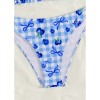 Blue Plaid Print String Halter Triangle Bikini Sexy Swimsuit Women 2026 Flower Ladies Swimwear Bathing Suit Bikinis Sets Mujer FF1285BL