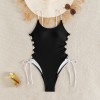 S - XL New Splicing Lace Up One Piece Swimsuit Women Swimwear Female High Leg Cut Monokini Padded Bather Bathing Suit Swim CC609BK
