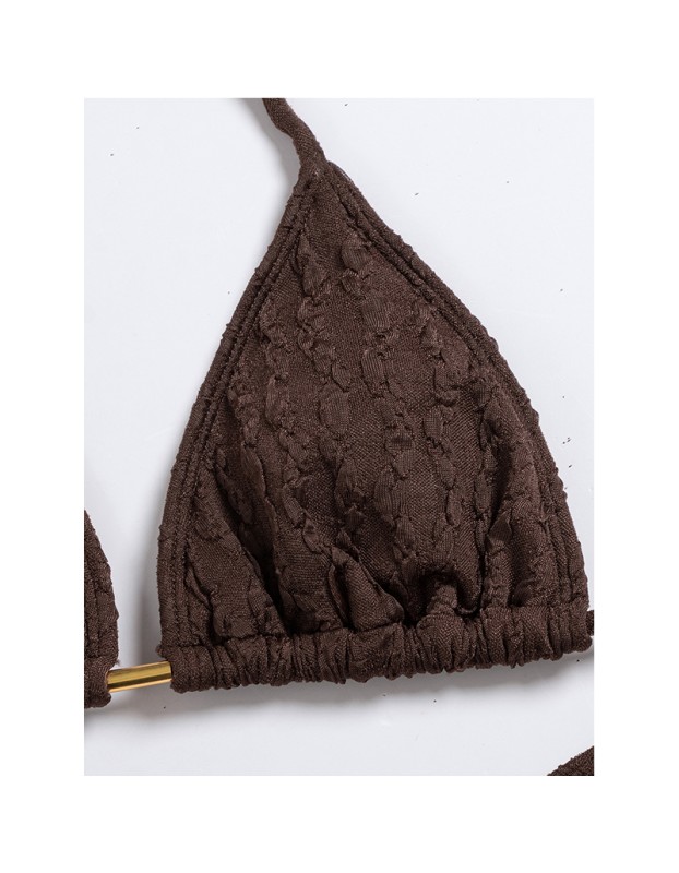 Coffee Bikini Set Halter Push Up Bra High Waist Swimsuit Brazilian Beach Bathing Suit Holiday Swimwear CC621BR