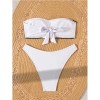 Bandeau Bikini Set Printed Two Piece with Adjustable Ties Sexy Trendy Swimsuit Summer Off Shoulder Bikini Top White Panties Set CC603BK