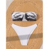 Bandeau Bikini Set Printed Two Piece with Adjustable Ties Sexy Trendy Swimsuit Summer Off Shoulder Bikini Top White Panties Set CC603BK