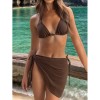Women's Bikinis And Tankinis New Solid Color Three Two Piece Outfits Sexy Bikini Swimsuit Set Neck Halter Leace-up Beachwear FF1279BR