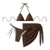 Women's Bikinis And Tankinis New Solid Color Three Two Piece Outfits Sexy Bikini Swimsuit Set Neck Halter Leace-up Beachwear FF1279BR