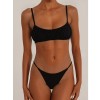 Black Halter Backless Bathing Suit Two-piece Simple Sexy Thongs Summer Holiday Bikini Set CC611BK