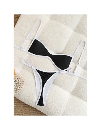 Sexy Black White Patchwork Micro Mini Bikini 2026 Women Metal Shell Ornament Push Up Thong Swimsuit Beach Bathing Suit Swimwear FF1278BK