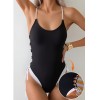 S - XL New Splicing Lace Up One Piece Swimsuit Women Swimwear Female High Leg Cut Monokini Padded Bather Bathing Suit Swim CC609BK