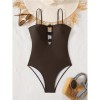 Triangle Bikini Womens' Push Up Bathing Suit Sexy Bodysuit One-Piece Swimwear Suspender Competition Swimwear Onesie Beachwear FF1277BR
