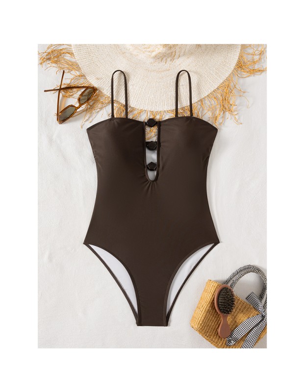 Triangle Bikini Womens' Push Up Bathing Suit Sexy Bodysuit One-Piece Swimwear Suspender Competition Swimwear Onesie Beachwear FF1277BR