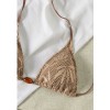 Brown Leaf Mesh Halter String Micro Bikini Thong Set Sexy Swimsuit Triangle Swimwear Bathing Suit Bikinis JY1049BR
