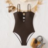 Triangle Bikini Womens' Push Up Bathing Suit Sexy Bodysuit One-Piece Swimwear Suspender Competition Swimwear Onesie Beachwear FF1277BR