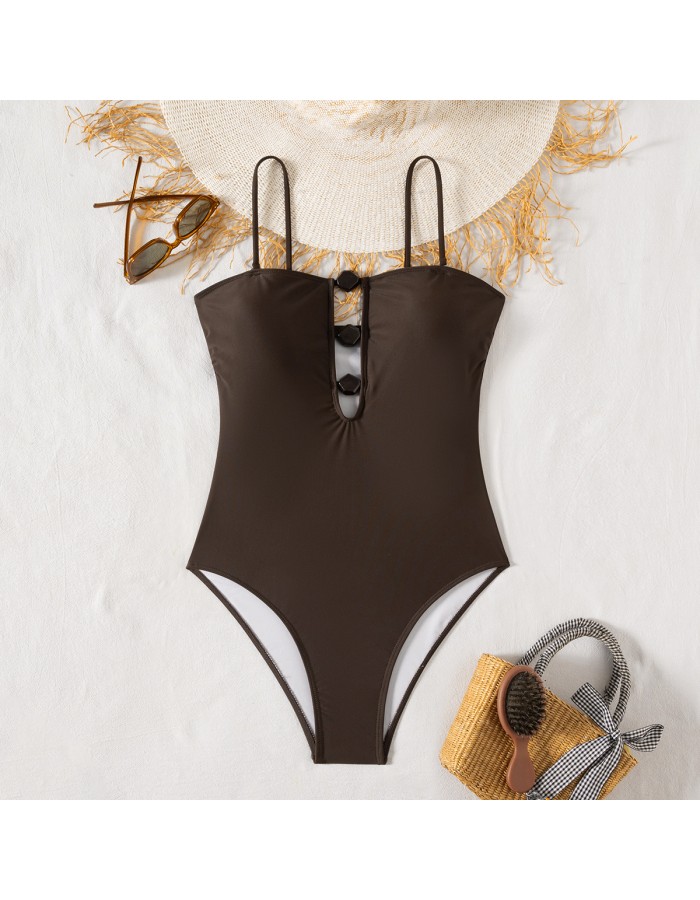 Triangle Bikini Womens' Push Up Bathing Suit Sexy Bodysuit One-Piece Swimwear Suspender Competition Swimwear Onesie Beachwear FF1277BR