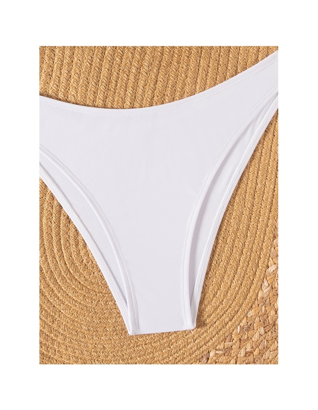 Bandeau Bikini Set Printed Two Piece with Adjustable Ties Sexy Trendy Swimsuit Summer Off Shoulder Bikini Top White Panties Set CC603BK
