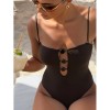 Triangle Bikini Womens' Push Up Bathing Suit Sexy Bodysuit One-Piece Swimwear Suspender Competition Swimwear Onesie Beachwear FF1277BR