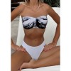 Bandeau Bikini Set Printed Two Piece with Adjustable Ties Sexy Trendy Swimsuit Summer Off Shoulder Bikini Top White Panties Set CC603BK